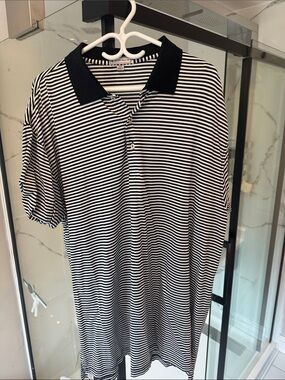 Peter Millar Black and White Striped Polo